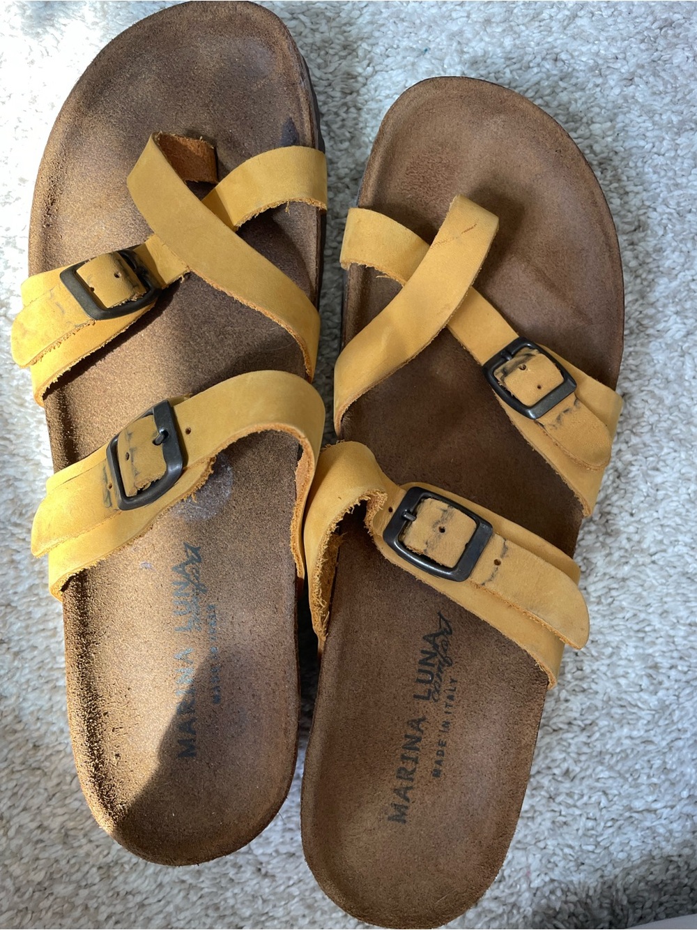 Marina Luna Yellow Triple-Buckle Kids Sandals